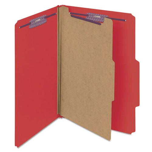 Four-section Pressboard Top Tab Classification Folders With Safeshield Fasteners, 1 Divider, Legal Size, Bright Red, 10/box Four-section Pressboard Top Tab Classification Folders With Safeshield Fasteners, 1 Divider, Legal Size, Bright Red, 10/box