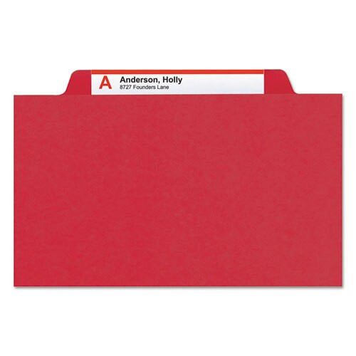Four-section Pressboard Top Tab Classification Folders With Safeshield Fasteners, 1 Divider, Legal Size, Bright Red, 10/box Four-section Pressboard Top Tab Classification Folders With Safeshield Fasteners, 1 Divider, Legal Size, Bright Red, 10/box