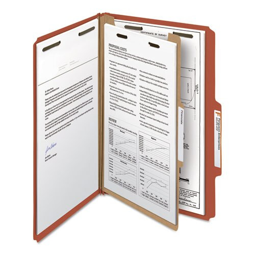 100% Recycled Pressboard Classification Folders, 1 Divider, Legal Size, Red, 10/box 100% Recycled Pressboard Classification Folders, 1 Divider, Legal Size, Red, 10/box