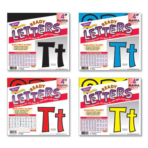 Ready Letters Playful Combo Set, Black, 4"h, 216/set Ready Letters Playful Combo Set, Black, 4"h, 216/set