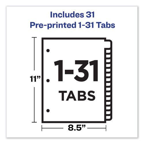 Preprinted Laminated Tab Dividers W/copper Reinforced Holes, 31-tab, Letter