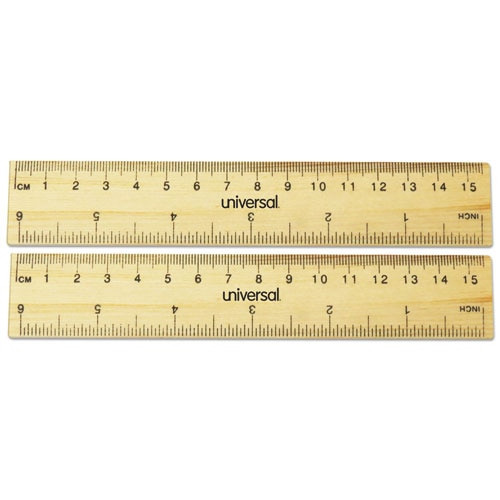 Flat Wood Ruler, Standard/metric, 6" Flat Wood Ruler, Standard/metric, 6"