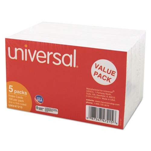 Ruled Index Cards, 3 X 5, White, 500/pack Ruled Index Cards, 3 X 5, White, 500/pack