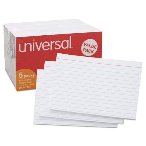 Ruled Index Cards, 3 X 5, White, 500/pack Ruled Index Cards, 3 X 5, White, 500/pack