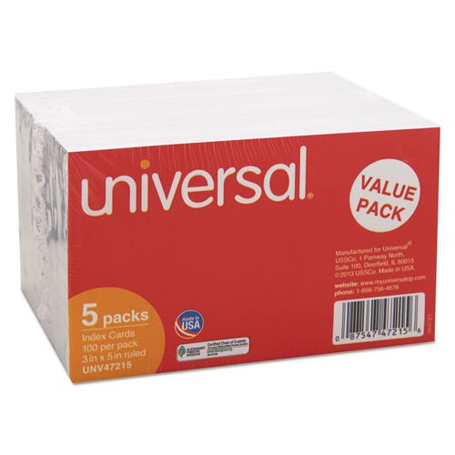 Ruled Index Cards, 3 X 5, White, 500/pack Ruled Index Cards, 3 X 5, White, 500/pack