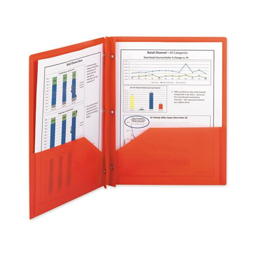 Poly Two-pocket Folder W/fasteners, 11 X 8 1/2, Red, 25/box Poly Two-pocket Folder W/fasteners, 11 X 8 1/2, Red, 25/box