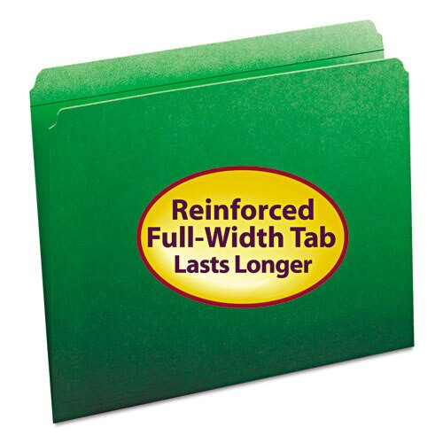 Reinforced Top Tab Colored File Folders, Straight Tab, Letter Size, Green, 100/box Reinforced Top Tab Colored File Folders, Straight Tab, Letter Size, Green, 100/box