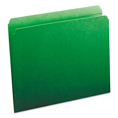 Reinforced Top Tab Colored File Folders, Straight Tab, Letter Size, Green, 100/box Reinforced Top Tab Colored File Folders, Straight Tab, Letter Size, Green, 100/box