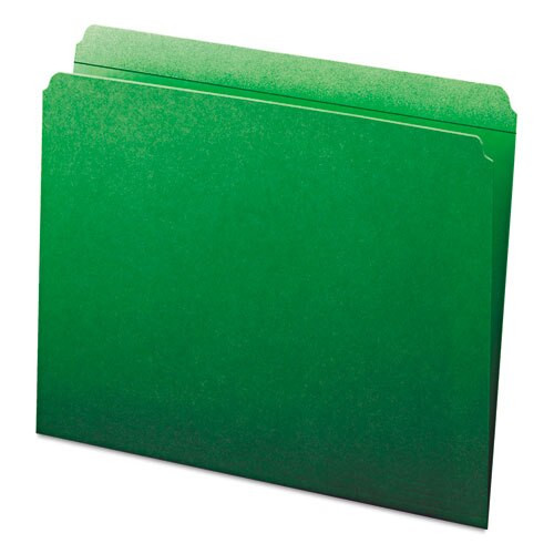 Reinforced Top Tab Colored File Folders, Straight Tab, Letter Size, Green, 100/box Reinforced Top Tab Colored File Folders, Straight Tab, Letter Size, Green, 100/box