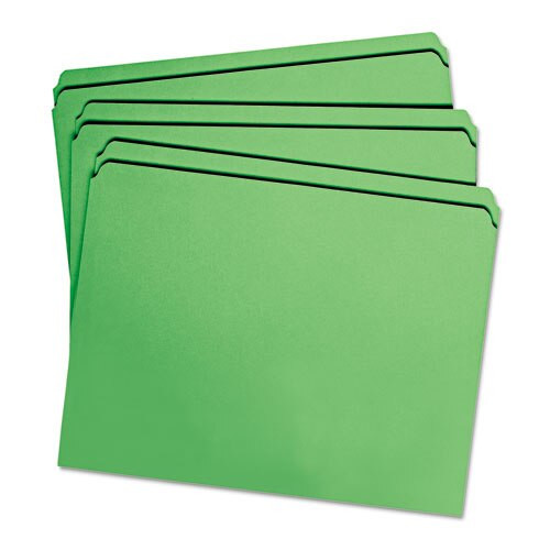 Reinforced Top Tab Colored File Folders, Straight Tab, Letter Size, Green, 100/box Reinforced Top Tab Colored File Folders, Straight Tab, Letter Size, Green, 100/box
