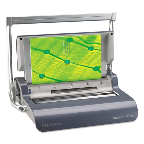 Quasar Manual Wire Binding Machine, 18 1/8 X 15 3/8 X 5 1/8, Metallic Gray Quasar Manual Wire Binding Machine, 18 1/8 X 15 3/8 X 5 1/8, Metallic Gray