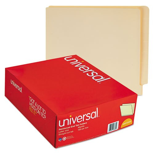Deluxe Reinforced End Tab Folders, Straight Tab, Letter Size, Manila, 100/box Deluxe Reinforced End Tab Folders, Straight Tab, Letter Size, Manila, 100/box