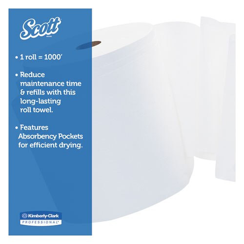 Essential High Capacity Hard Roll Towel, 1.5" Core 8 X 1000ft, White,12 Rolls/ct Essential High Capacity Hard Roll Towel, 1.5" Core 8 X 1000ft, White,12 Rolls/ct