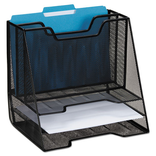 Mesh Tray Sorter Combo, 5 Sections, Letter Size Files, 12.5" X 11.5" X 9.5", Black Mesh Tray Sorter Combo, 5 Sections, Letter Size Files, 12.5" X 11.5" X 9.5", Black
