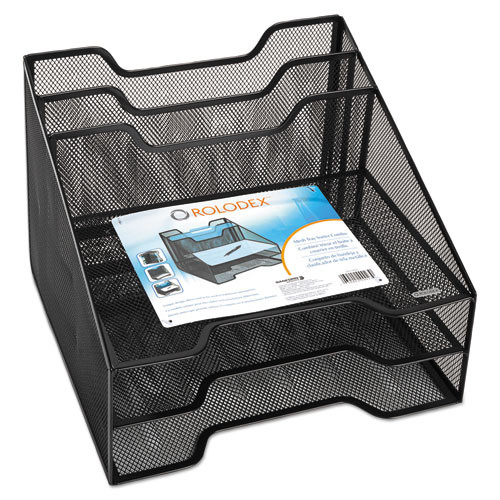 Mesh Tray Sorter Combo, 5 Sections, Letter Size Files, 12.5" X 11.5" X 9.5", Black Mesh Tray Sorter Combo, 5 Sections, Letter Size Files, 12.5" X 11.5" X 9.5", Black