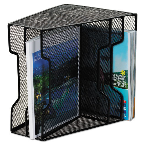 Mesh Tray Sorter Combo, 5 Sections, Letter Size Files, 12.5" X 11.5" X 9.5", Black Mesh Tray Sorter Combo, 5 Sections, Letter Size Files, 12.5" X 11.5" X 9.5", Black