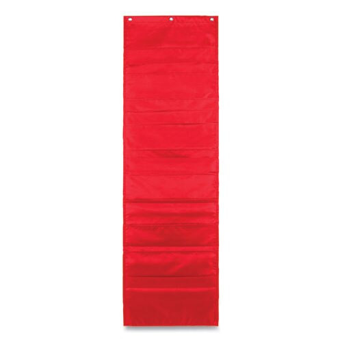 Storage Pocket Chart With Ten 13.5 X 7 Pockets, Hanger Grommets, 14 X 47 Storage Pocket Chart With Ten 13.5 X 7 Pockets, Hanger Grommets, 14 X 47