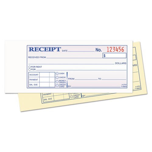 Money And Rent Receipt Books, 2-3/4 X 7 1/8, Two-part Carbonless, 400 Sets/book Money And Rent Receipt Books, 2-3/4 X 7 1/8, Two-part Carbonless, 400 Sets/book