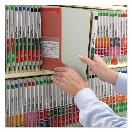 End Tab Pressboard Classification Folders With Safeshield Coated Fasteners, 3 Dividers, Letter Size, Gray-green, 10/box