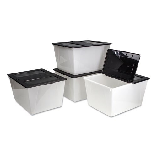 Storage Tote, 22.7w X 18.25d X 12.86h, Translucent/black Storage Tote, 22.7w X 18.25d X 12.86h, Translucent/black