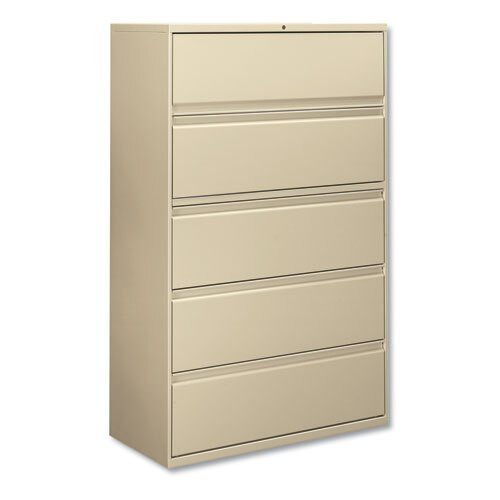 Five-drawer Lateral File Cabinet, 42w X 18d X 64.25h, Putty Five-drawer Lateral File Cabinet, 42w X 18d X 64.25h, Putty
