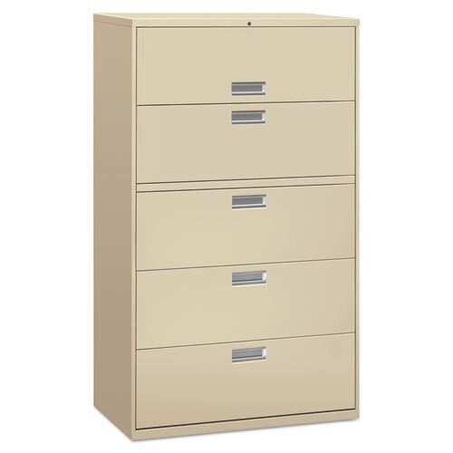 Five-drawer Lateral File Cabinet, 42w X 18d X 64.25h, Putty Five-drawer Lateral File Cabinet, 42w X 18d X 64.25h, Putty