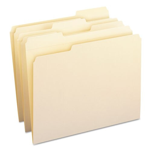 Reinforced Tab Manila File Folders, 1/3-cut Tabs, Letter Size, 11 Pt. Manila, 100/box