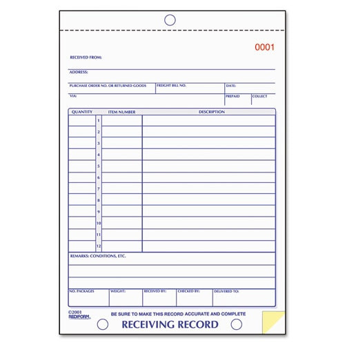 Receiving Record Book, 5 9/16 X 7 15/16, Two-part Carbonless, 50 Sets/book Receiving Record Book, 5 9/16 X 7 15/16, Two-part Carbonless, 50 Sets/book