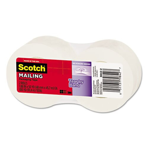Tear-by-hand Packaging Tapes, 1.5" Core, 1.88" X 50 Yds, Clear, 2/pack Tear-by-hand Packaging Tapes, 1.5" Core, 1.88" X 50 Yds, Clear, 2/pack