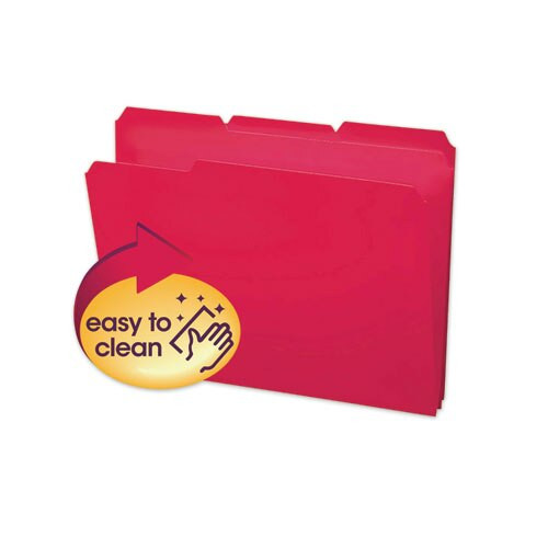 Top Tab Poly Colored File Folders, 1/3-cut Tabs, Letter Size, Red, 24/box Top Tab Poly Colored File Folders, 1/3-cut Tabs, Letter Size, Red, 24/box