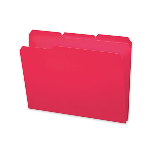 Top Tab Poly Colored File Folders, 1/3-cut Tabs, Letter Size, Red, 24/box Top Tab Poly Colored File Folders, 1/3-cut Tabs, Letter Size, Red, 24/box
