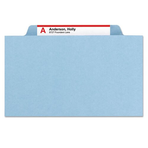Six-section Pressboard Top Tab Classification Folders With Safeshield Fasteners, 2 Dividers, Legal Size, Blue, 10/box Six-section Pressboard Top Tab Classification Folders With Safeshield Fasteners, 2 Dividers, Legal Size, Blue, 10/box
