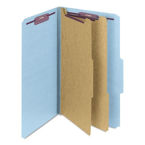 Six-section Pressboard Top Tab Classification Folders With Safeshield Fasteners, 2 Dividers, Legal Size, Blue, 10/box Six-section Pressboard Top Tab Classification Folders With Safeshield Fasteners, 2 Dividers, Legal Size, Blue, 10/box