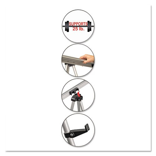 Telescoping Tripod Display Easel, Adjusts 35" To 64" High, Metal, Silver Telescoping Tripod Display Easel, Adjusts 35" To 64" High, Metal, Silver