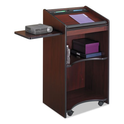 Executive Mobile Lectern, 25.25w X 19.75d X 46h, Mahogany Executive Mobile Lectern, 25.25w X 19.75d X 46h, Mahogany