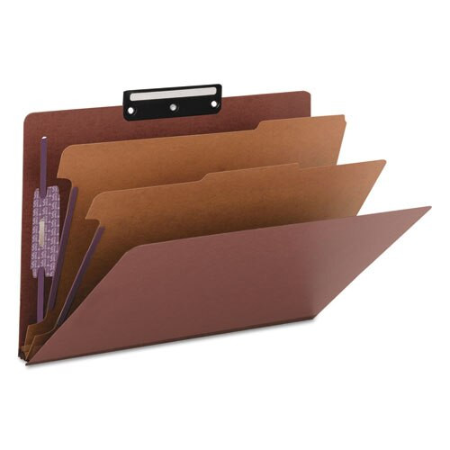 Pressboard Classification Folders With Safeshield Coated Fasteners, 1/3-cut, 2 Dividers, Legal Size, Red, 10/box Pressboard Classification Folders With Safeshield Coated Fasteners, 1/3-cut, 2 Dividers, Legal Size, Red, 10/box