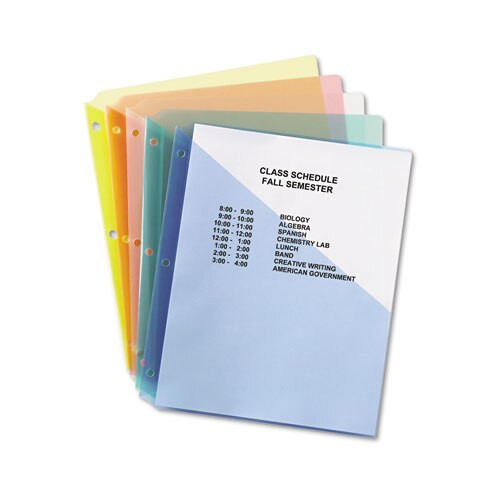 Binder Pockets, 3-hole Punched, 9 1/4 X 11, Assorted Colors, 5/pack Binder Pockets, 3-hole Punched, 9 1/4 X 11, Assorted Colors, 5/pack