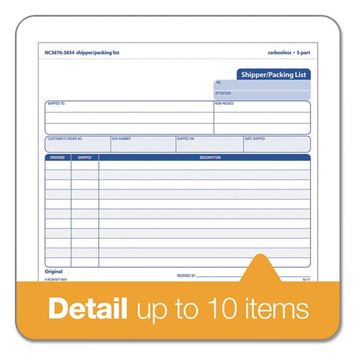 Snap-off Shipper/packing List, 8 1/2 X 7, Three-part Carbonless, 50 Forms Snap-off Shipper/packing List, 8 1/2 X 7, Three-part Carbonless, 50 Forms