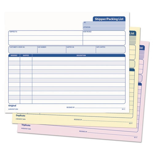 Snap-off Shipper/packing List, 8 1/2 X 7, Three-part Carbonless, 50 Forms Snap-off Shipper/packing List, 8 1/2 X 7, Three-part Carbonless, 50 Forms
