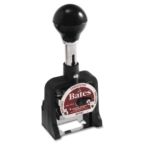 Multiple Movement Numbering Machine, Six Wheels, Re-inkable, Size E, Black Multiple Movement Numbering Machine, Six Wheels, Re-inkable, Size E, Black