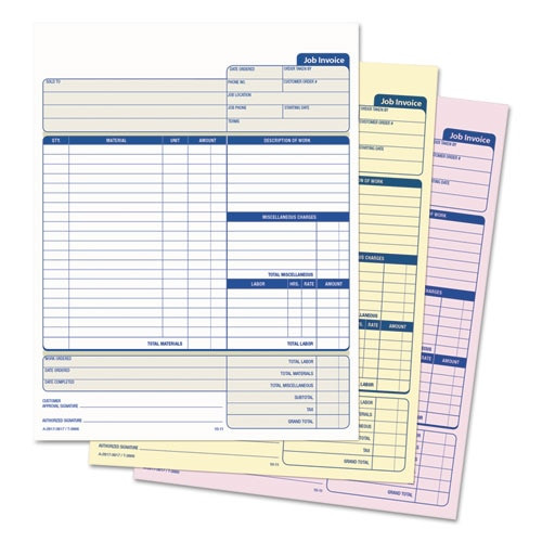 Snap-off Job Invoice Form, 8 1/2 X 11 5/8, Three-part Carbonless, 50 Forms Snap-off Job Invoice Form, 8 1/2 X 11 5/8, Three-part Carbonless, 50 Forms