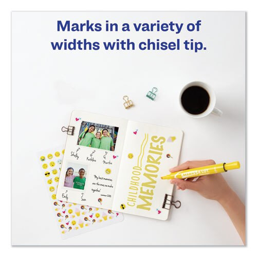 Marks A Lot Large Desk-style Permanent Marker, Broad Chisel Tip, Yellow, Dozen