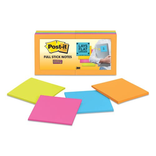Full Stick Notes, 3 X 3, Assorted Rio De Janeiro Colors, 25 Sheets/pad, 16/pack Full Stick Notes, 3 X 3, Assorted Rio De Janeiro Colors, 25 Sheets/pad, 16/pack