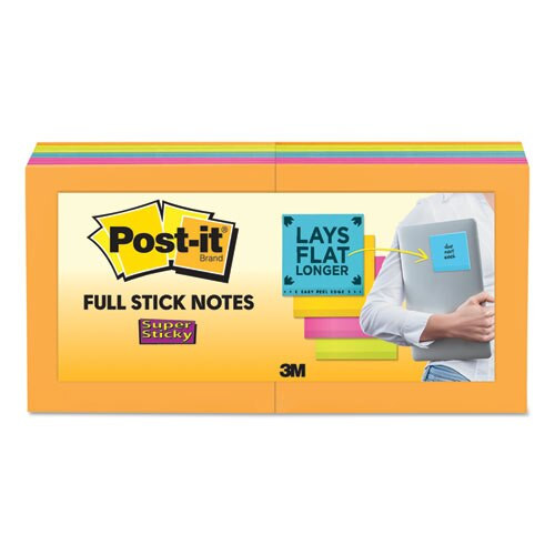Full Stick Notes, 3 X 3, Assorted Rio De Janeiro Colors, 25 Sheets/pad, 16/pack Full Stick Notes, 3 X 3, Assorted Rio De Janeiro Colors, 25 Sheets/pad, 16/pack