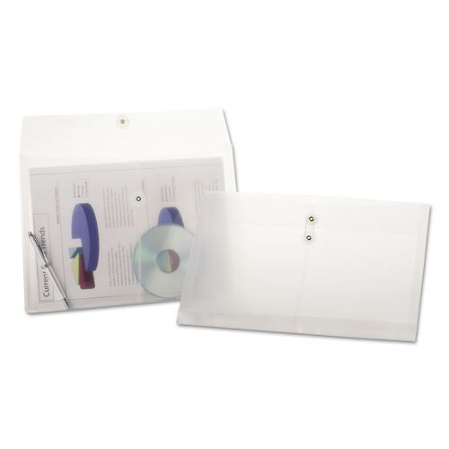 Poly String & Button Envelope, String & Button Closure, 8.5 X 14, Clear, 3/pack