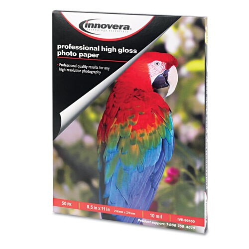 High-gloss Photo Paper, 10 Mil, 8.5 X 11, High-gloss White, 50/pack High-gloss Photo Paper, 10 Mil, 8.5 X 11, High-gloss White, 50/pack
