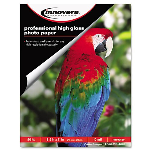 High-gloss Photo Paper, 10 Mil, 8.5 X 11, High-gloss White, 50/pack High-gloss Photo Paper, 10 Mil, 8.5 X 11, High-gloss White, 50/pack