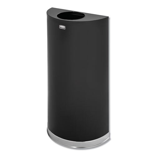 European And Metallic Series Open Top Receptacle, Half-round, 12 Gal, Black/chrome European And Metallic Series Open Top Receptacle, Half-round, 12 Gal, Black/chrome