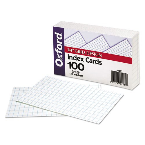 Grid Index Cards, 3 X 5, White, 100/pack Grid Index Cards, 3 X 5, White, 100/pack