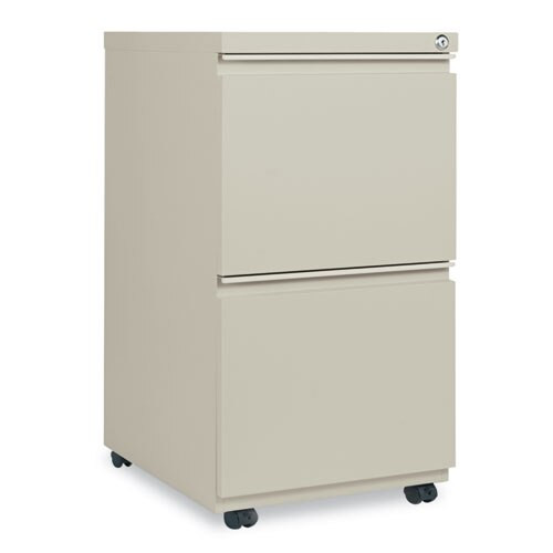 Two-drawer Metal Pedestal File With Full-length Pull, 14.96w X 19.29d X 27.75h, Putty Two-drawer Metal Pedestal File With Full-length Pull, 14.96w X 19.29d X 27.75h, Putty